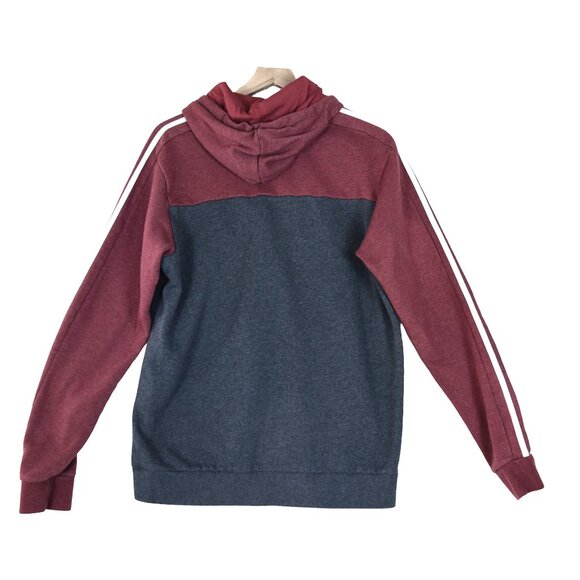 Adidas XL Colorblock Hoodie Red Gray Logo Pullover Streetwear Athleisure - Picture 2 of 6